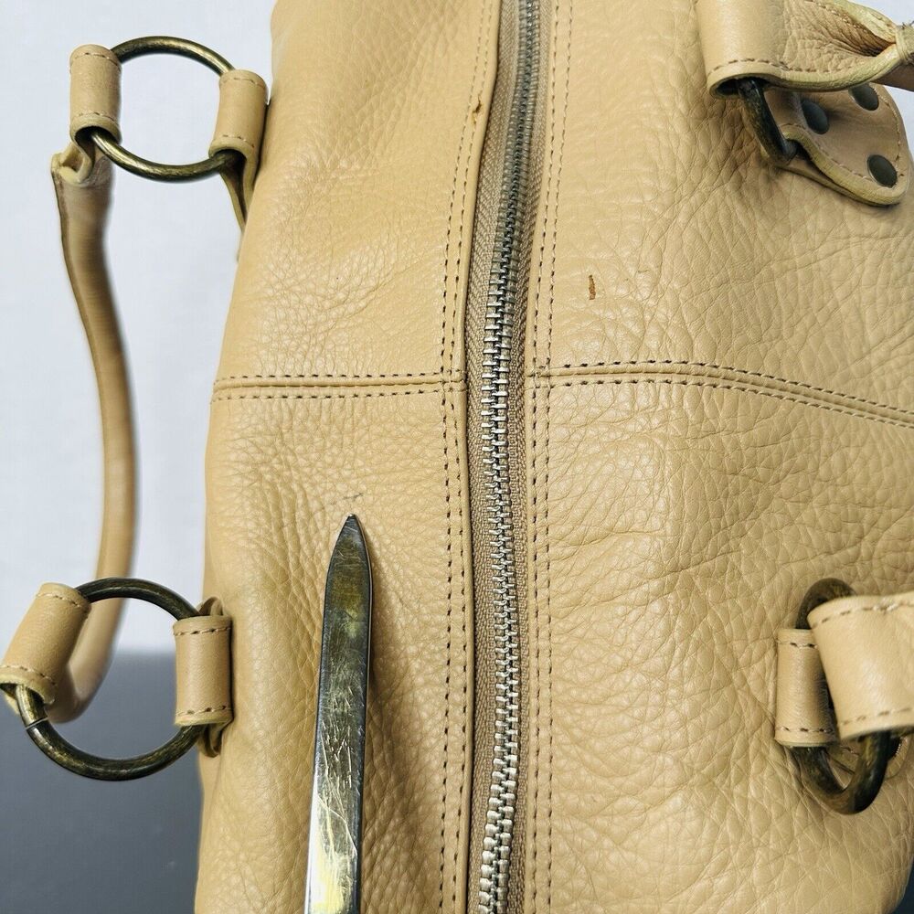 Naturalizer Tan Pebble Grain Leather Handbag Double Front Pockets 12"x5"x6" - Picture 3 of 15